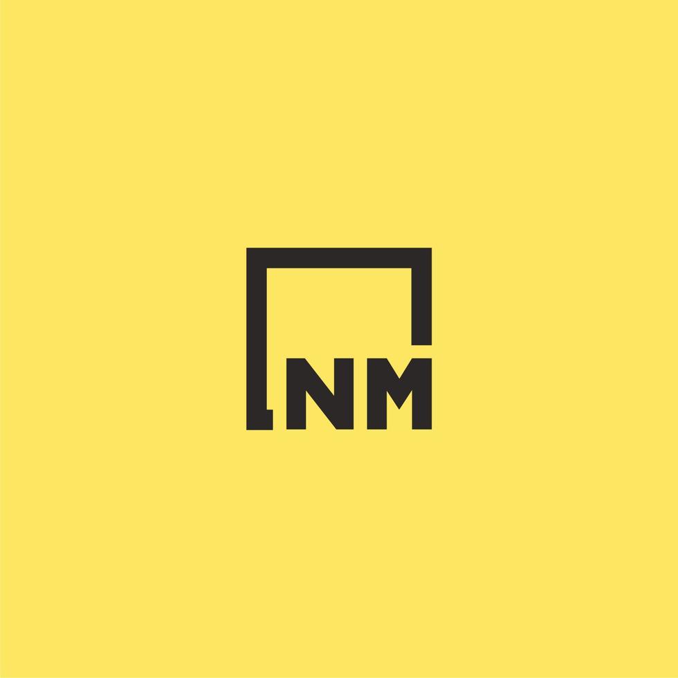 NM initial monogram logo with square style design vector