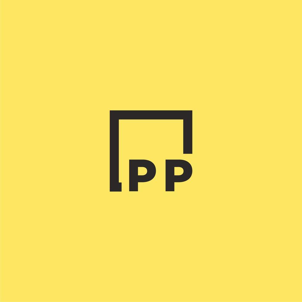 PP initial monogram logo with square style design vector