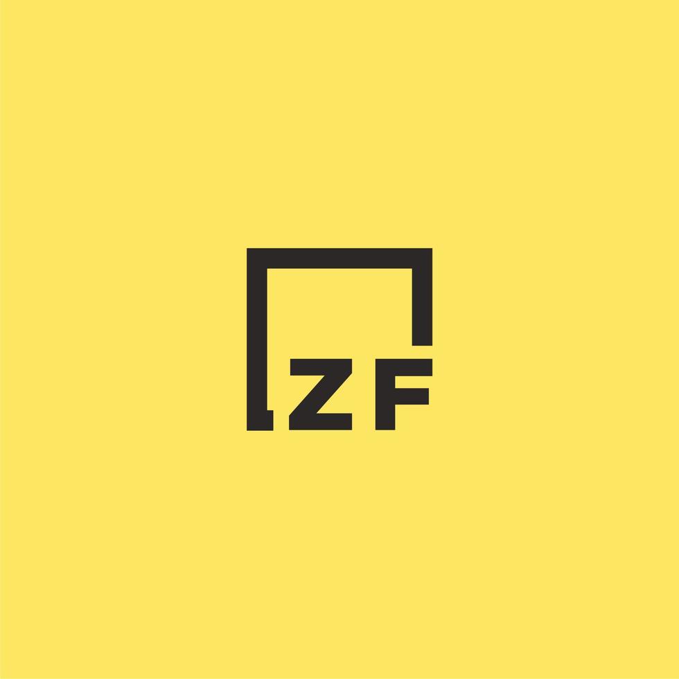 ZF initial monogram logo with square style design vector