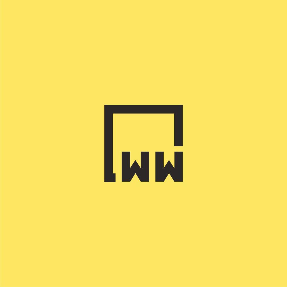 logotipo de monograma inicial ww con diseño de estilo cuadrado vector