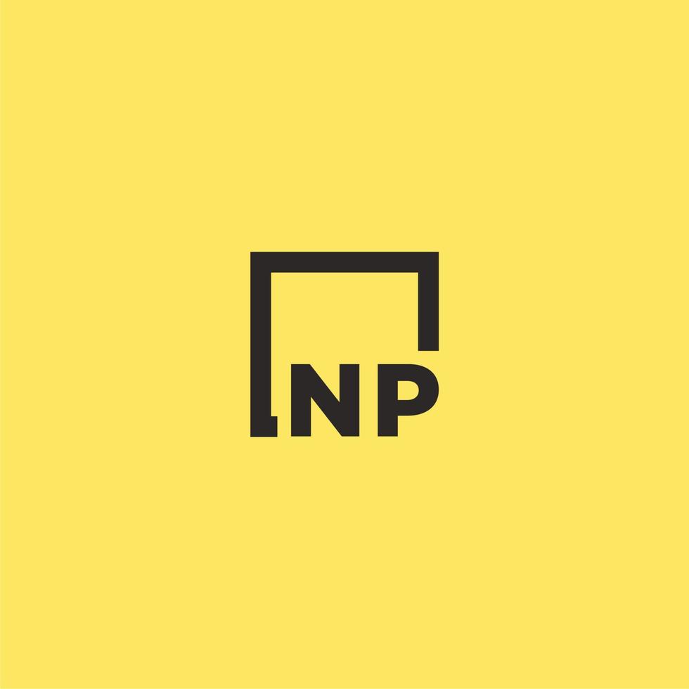 NP initial monogram logo with square style design vector