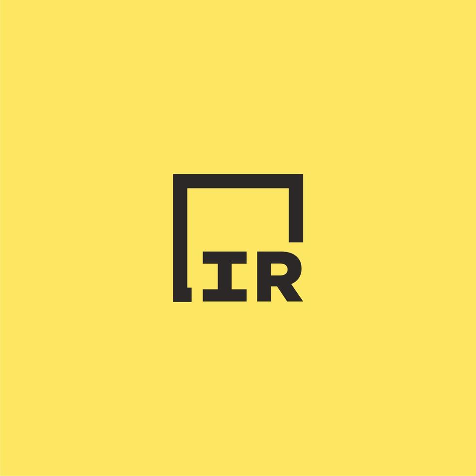IR initial monogram logo with square style design vector