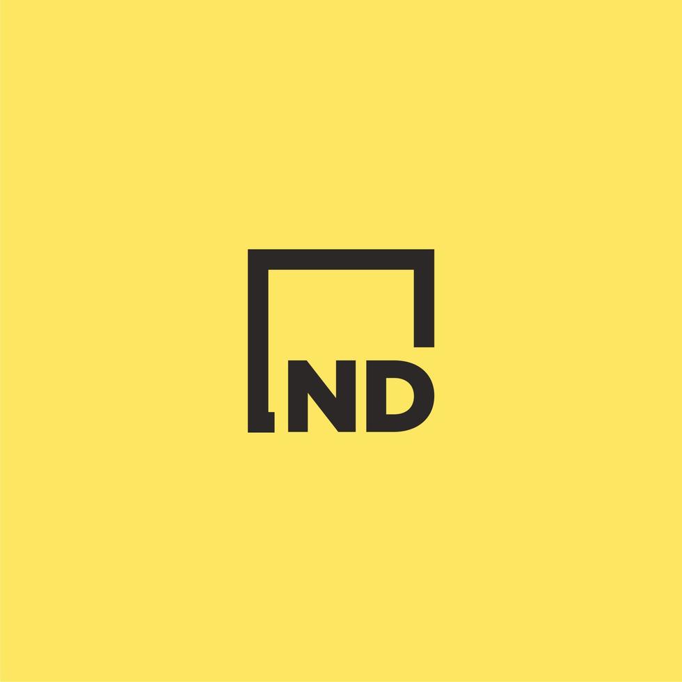 ND initial monogram logo with square style design vector