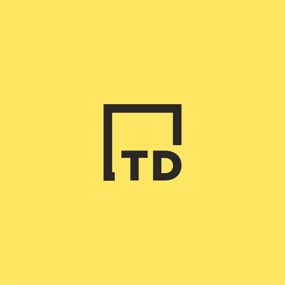 TD initial monogram logo with square style design vector