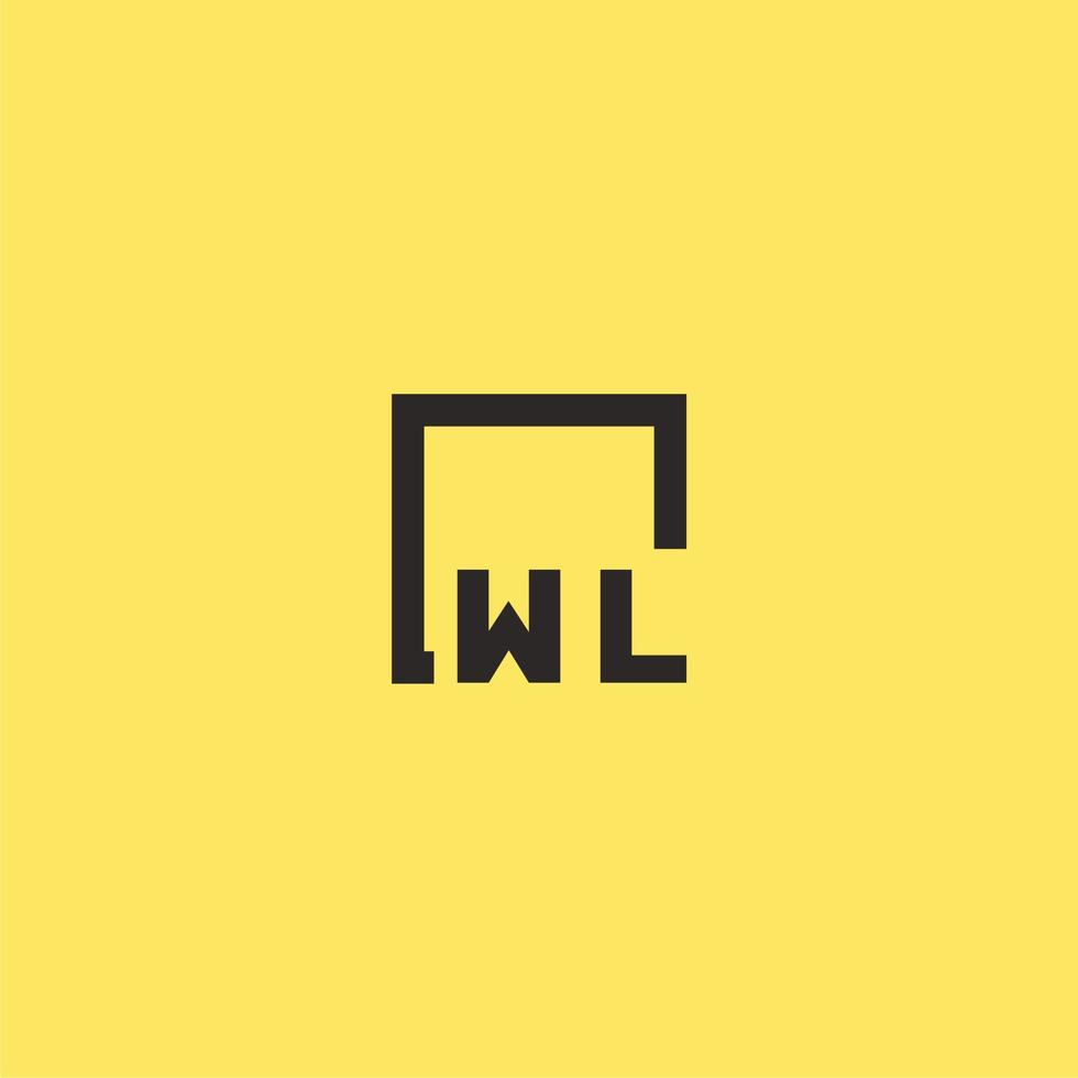 WL initial monogram logo with square style design vector