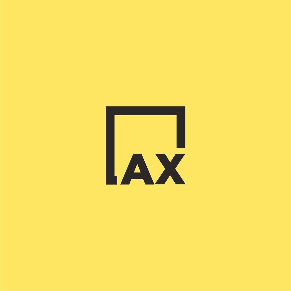 AX initial monogram logo with square style design vector