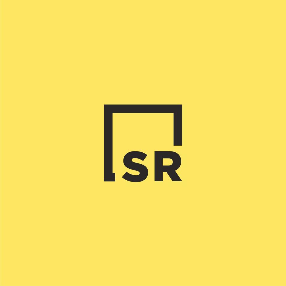 logotipo de monograma inicial sr con diseño de estilo cuadrado vector