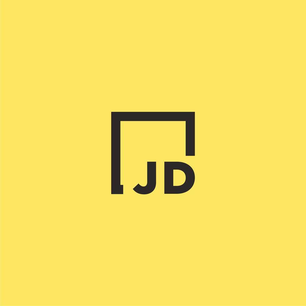 JD initial monogram logo with square style design vector
