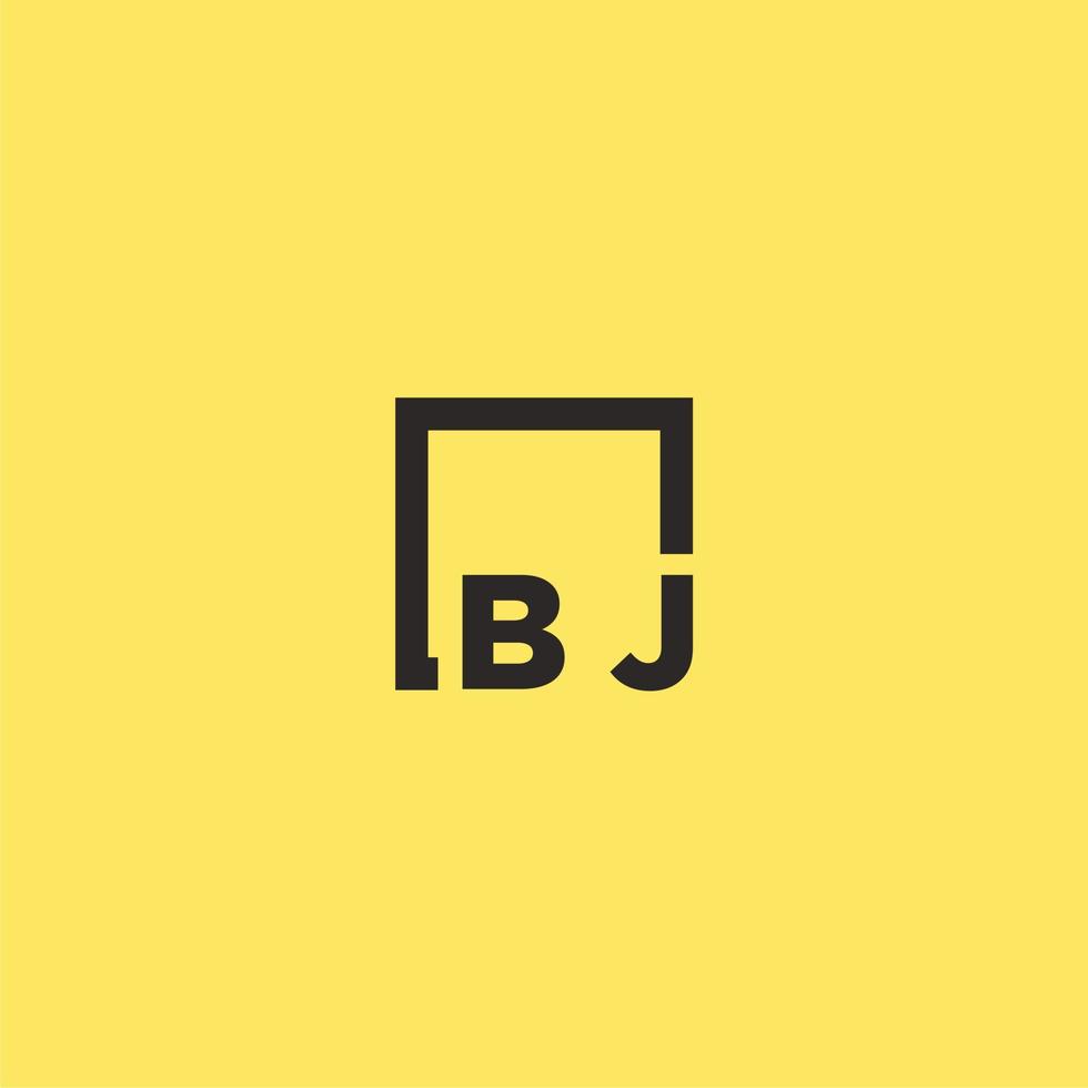 logotipo de monograma inicial bj con diseño de estilo cuadrado vector