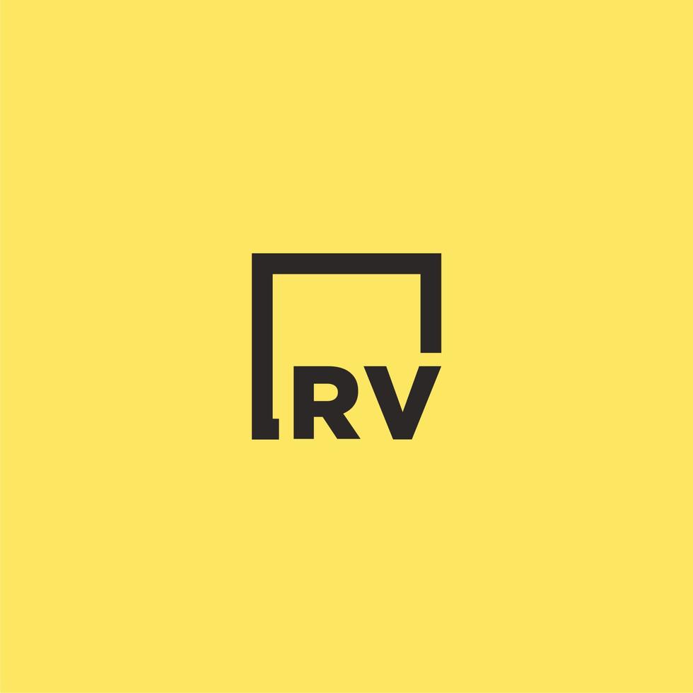 RV initial monogram logo with square style design vector