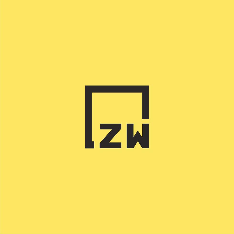 ZW initial monogram logo with square style design vector