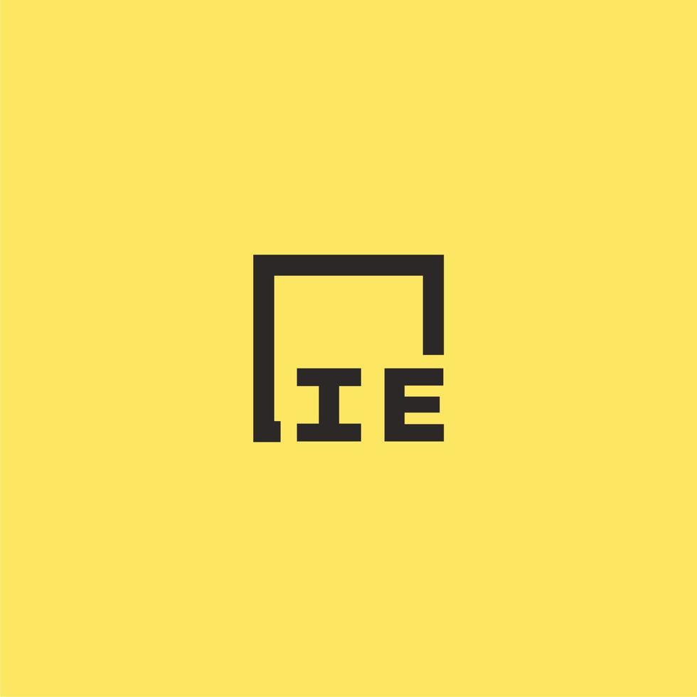 IE initial monogram logo with square style design vector