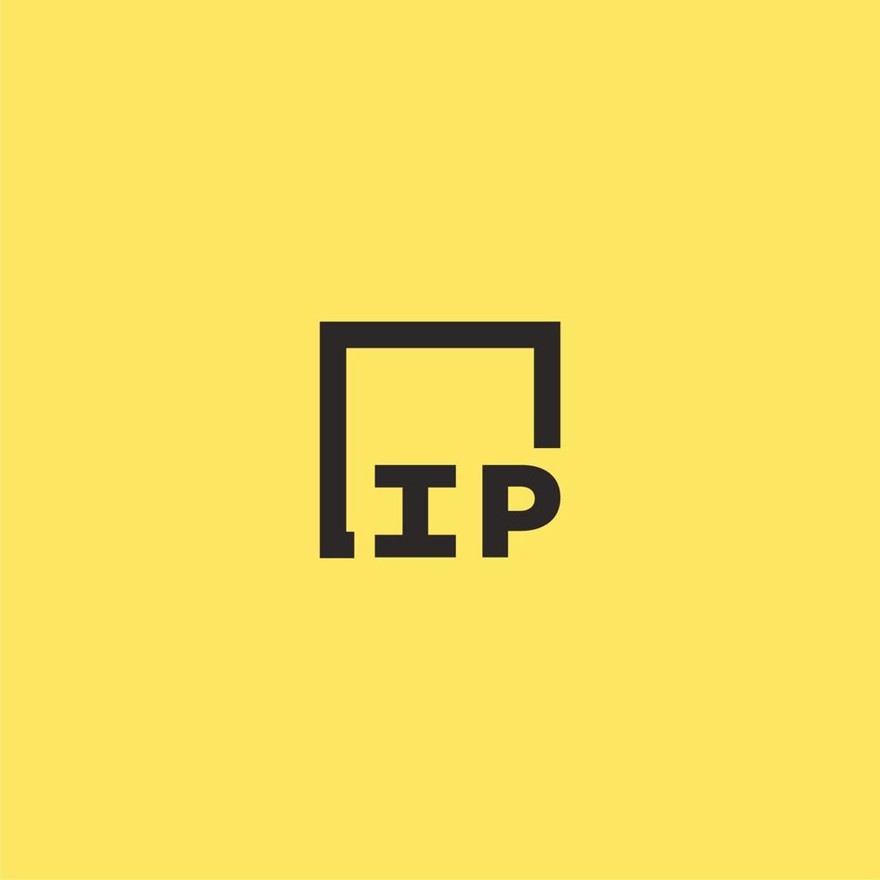 IP initial monogram logo with square style design vector