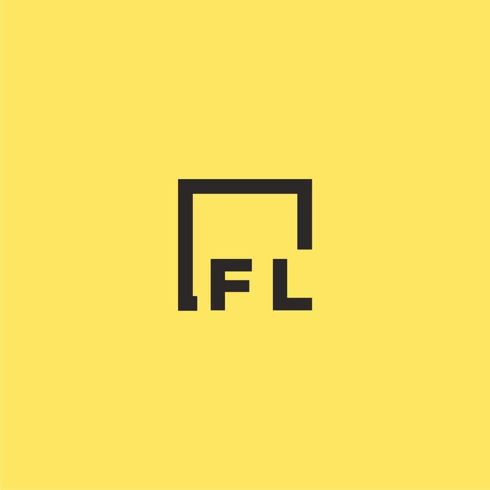 FL initial monogram logo with square style design vector