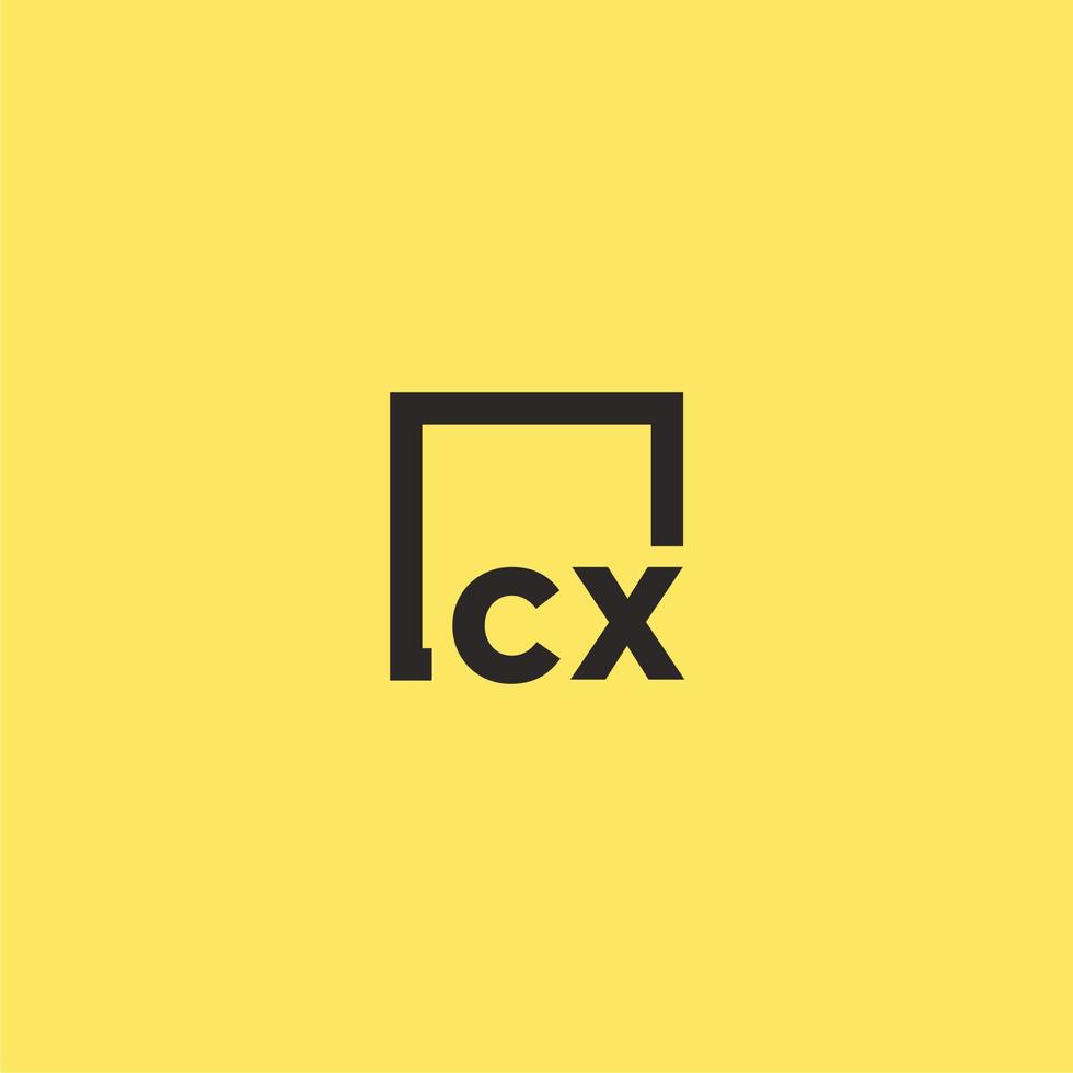 logotipo de monograma inicial cx con diseño de estilo cuadrado vector