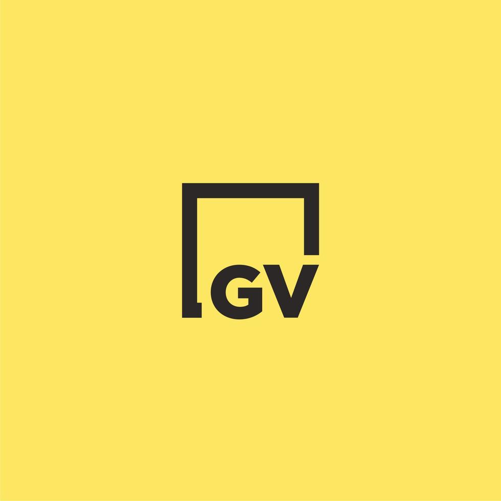 GV initial monogram logo with square style design vector