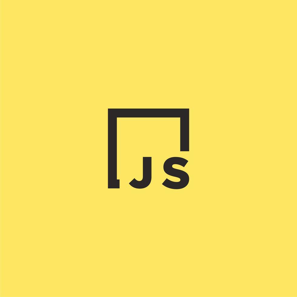 JS initial monogram logo with square style design vector