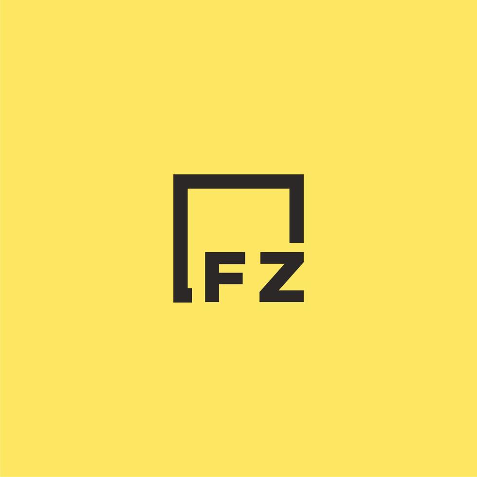 logotipo de monograma inicial fz con diseño de estilo cuadrado vector