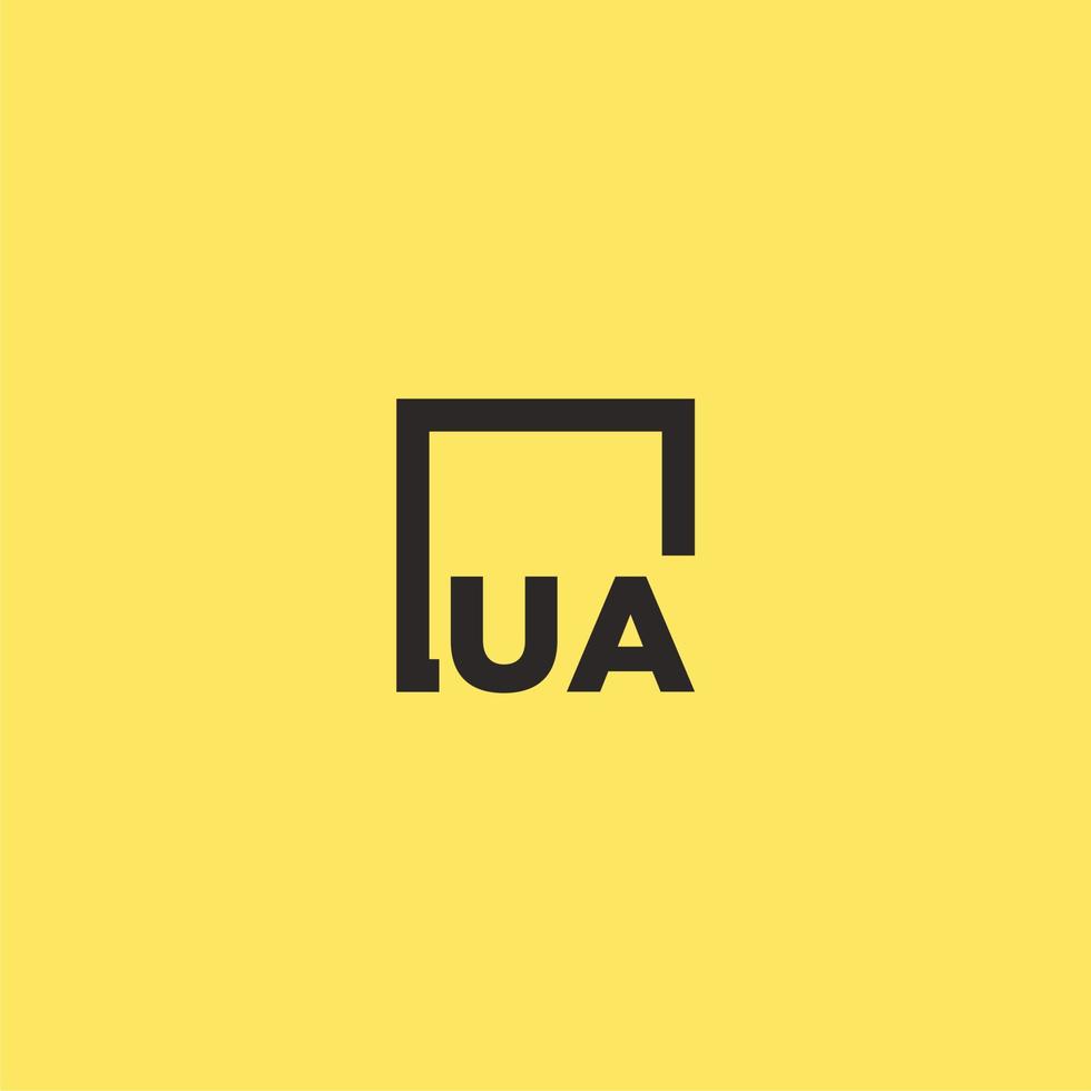 UA initial monogram logo with square style design vector