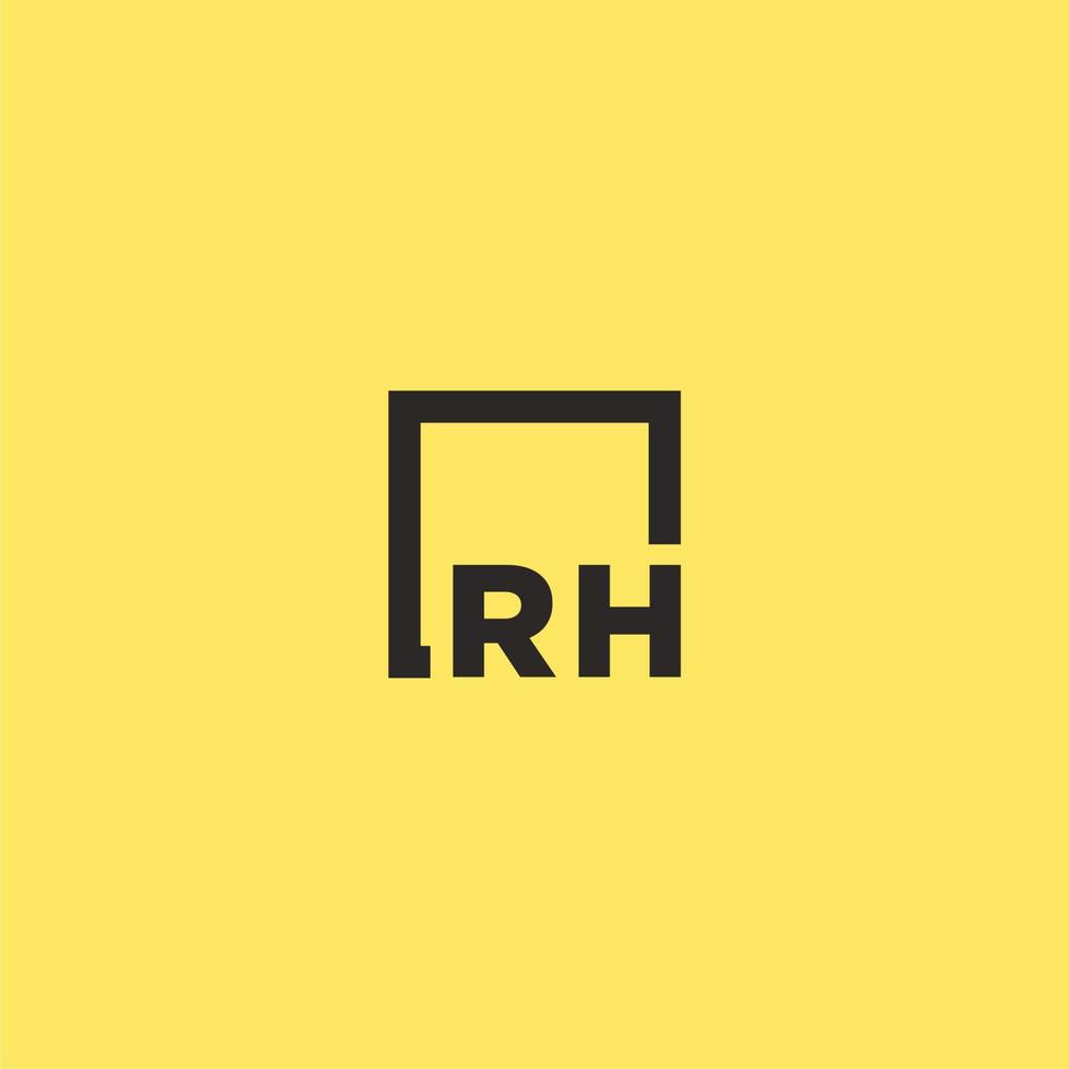 logotipo de monograma inicial rh con diseño de estilo cuadrado vector