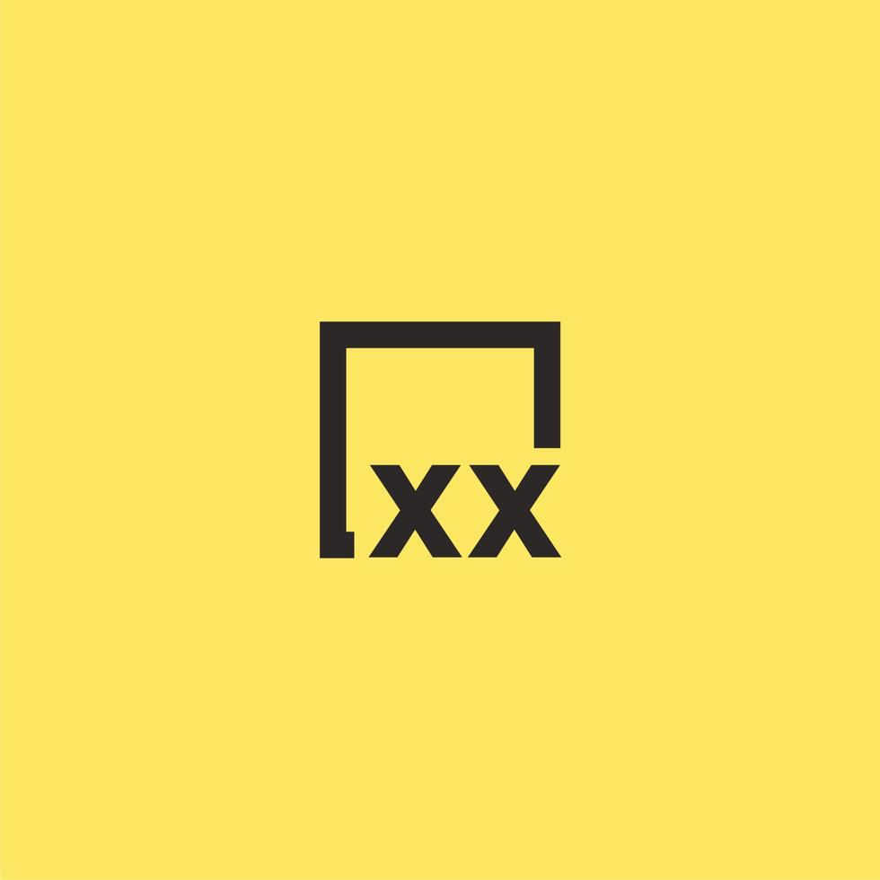 XX initial monogram logo with square style design vector