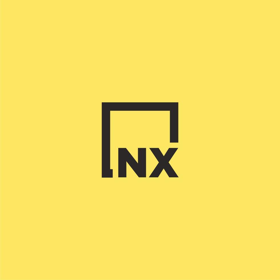 logotipo de monograma inicial nx con diseño de estilo cuadrado vector