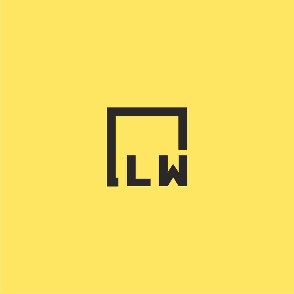 LW initial monogram logo with square style design vector