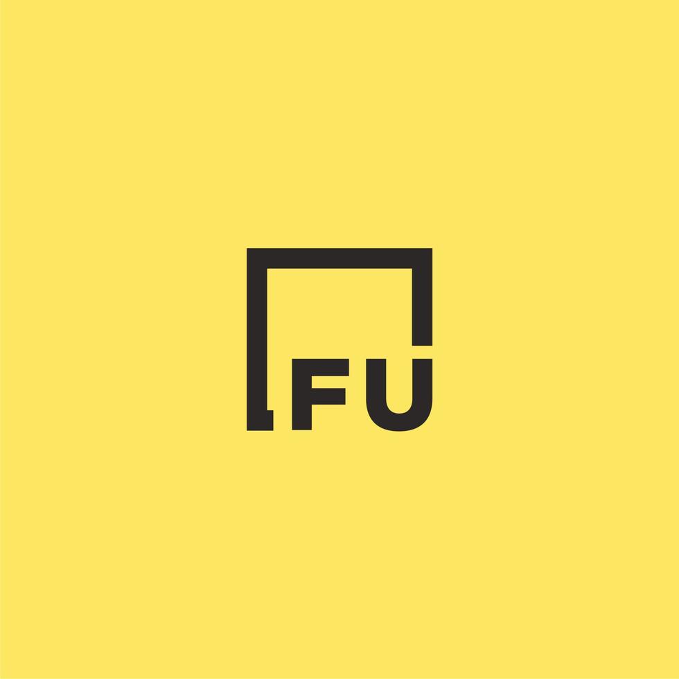 logotipo de monograma inicial fu con diseño de estilo cuadrado vector