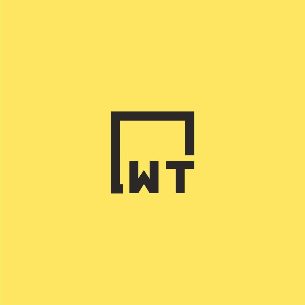 WT initial monogram logo with square style design vector