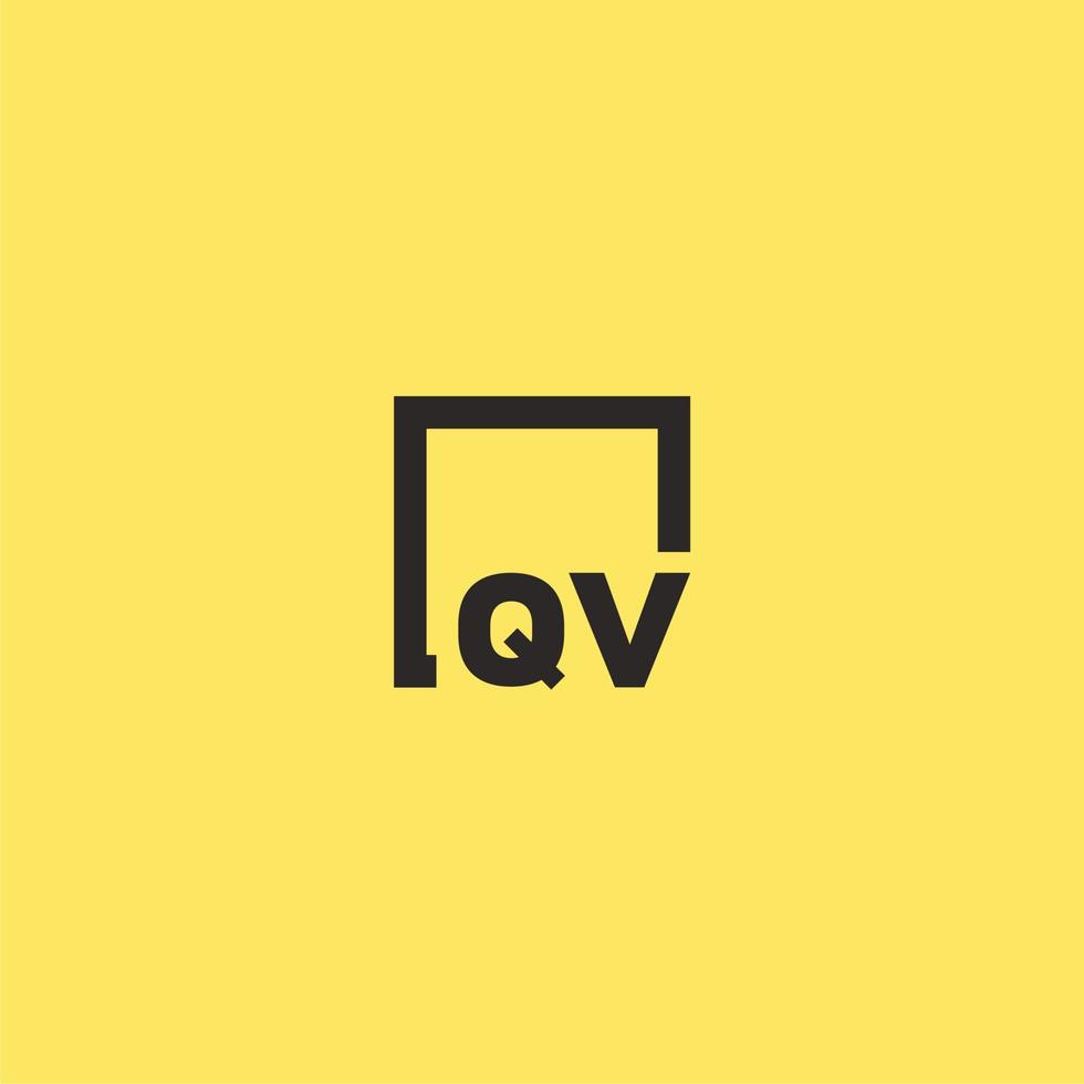 logotipo de monograma inicial qv con diseño de estilo cuadrado vector