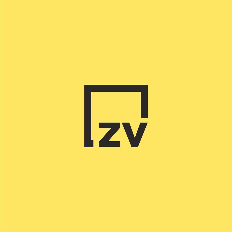 logotipo de monograma inicial zv con diseño de estilo cuadrado vector