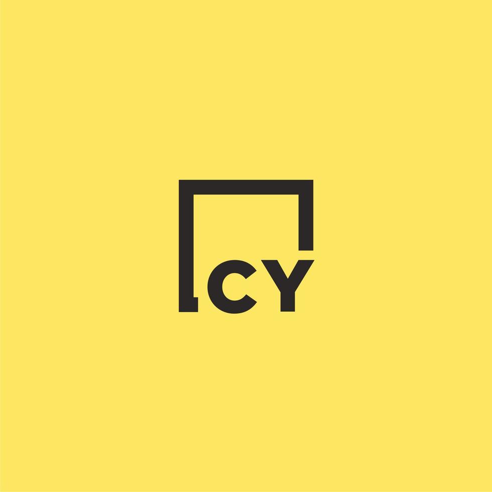logotipo de monograma inicial cy con diseño de estilo cuadrado vector