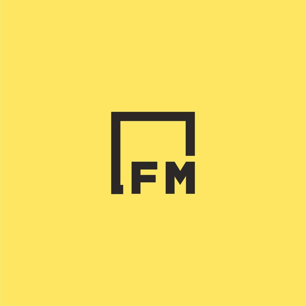 FM initial monogram logo with square style design vector