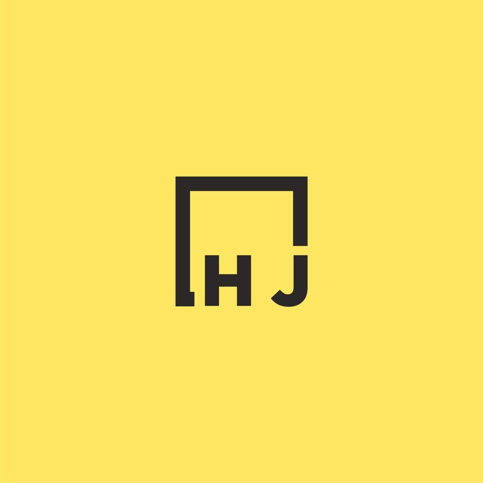 HJ initial monogram logo with square style design vector