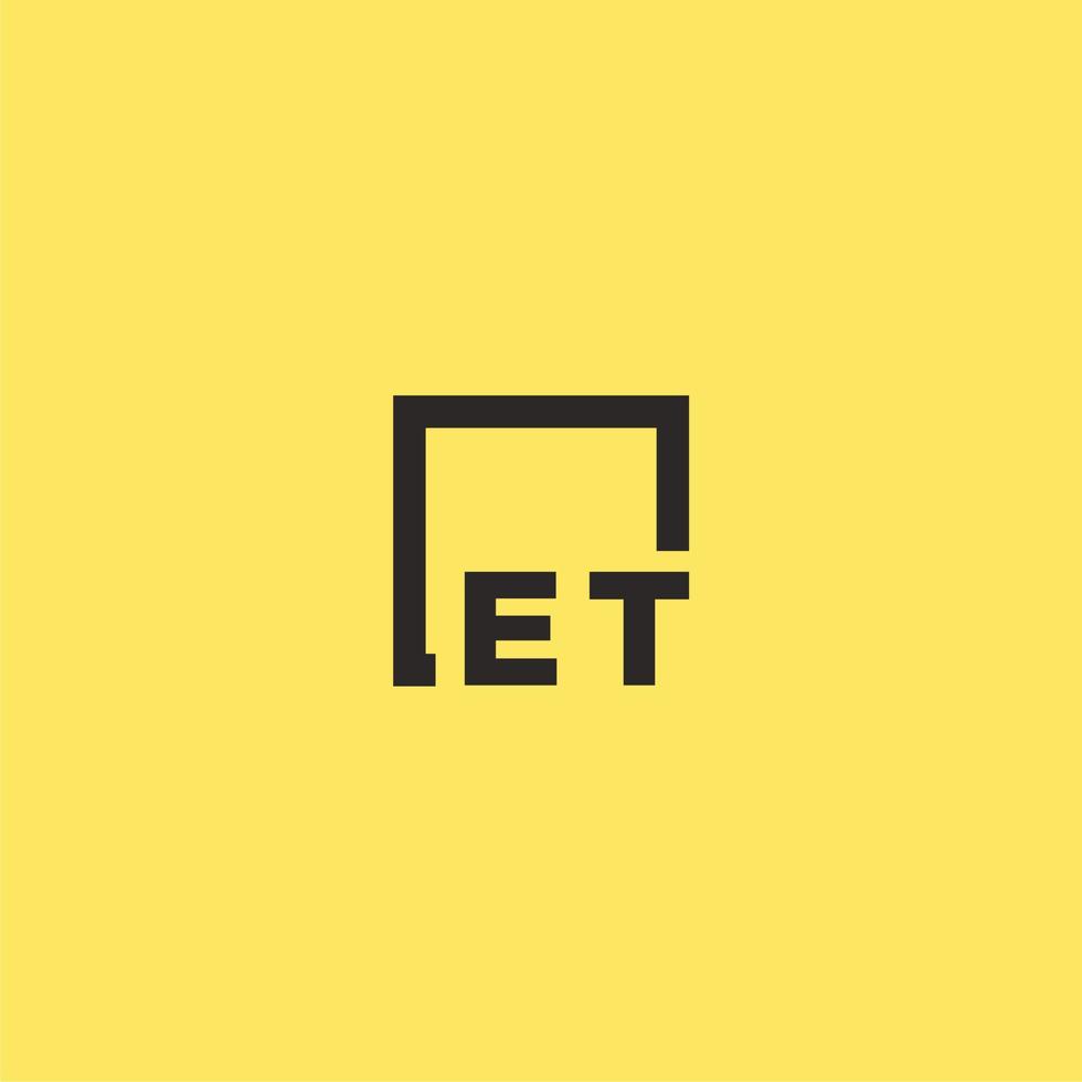 ET initial monogram logo with square style design vector