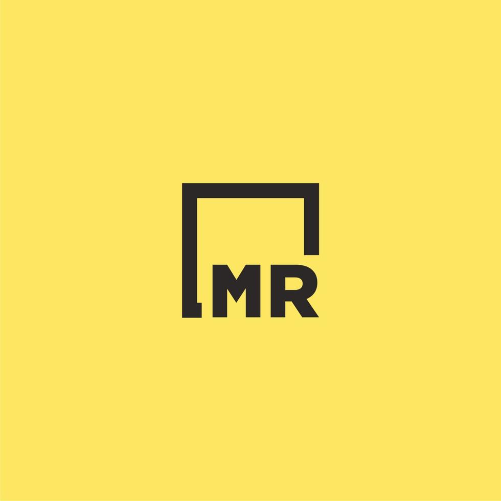 MR initial monogram logo with square style design vector