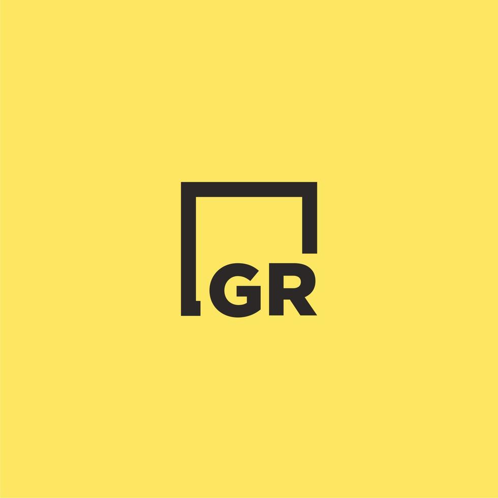 GR initial monogram logo with square style design vector