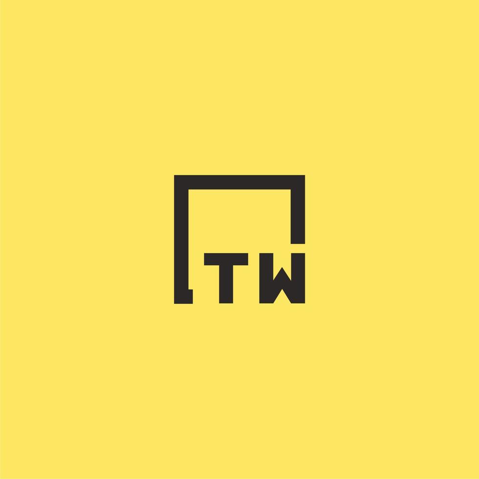 TW initial monogram logo with square style design vector