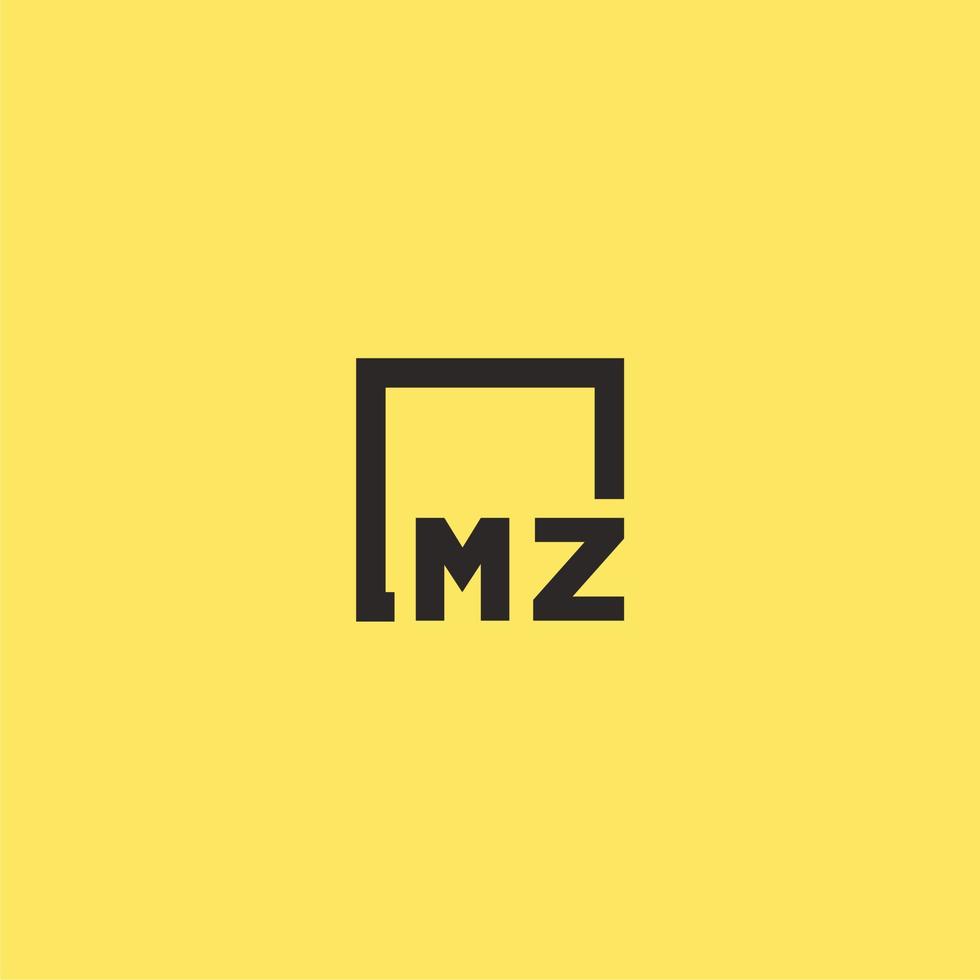MZ initial monogram logo with square style design vector