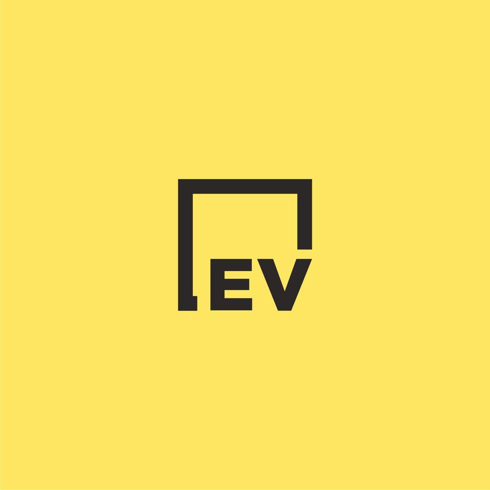 logotipo de monograma inicial ev con diseño de estilo cuadrado vector