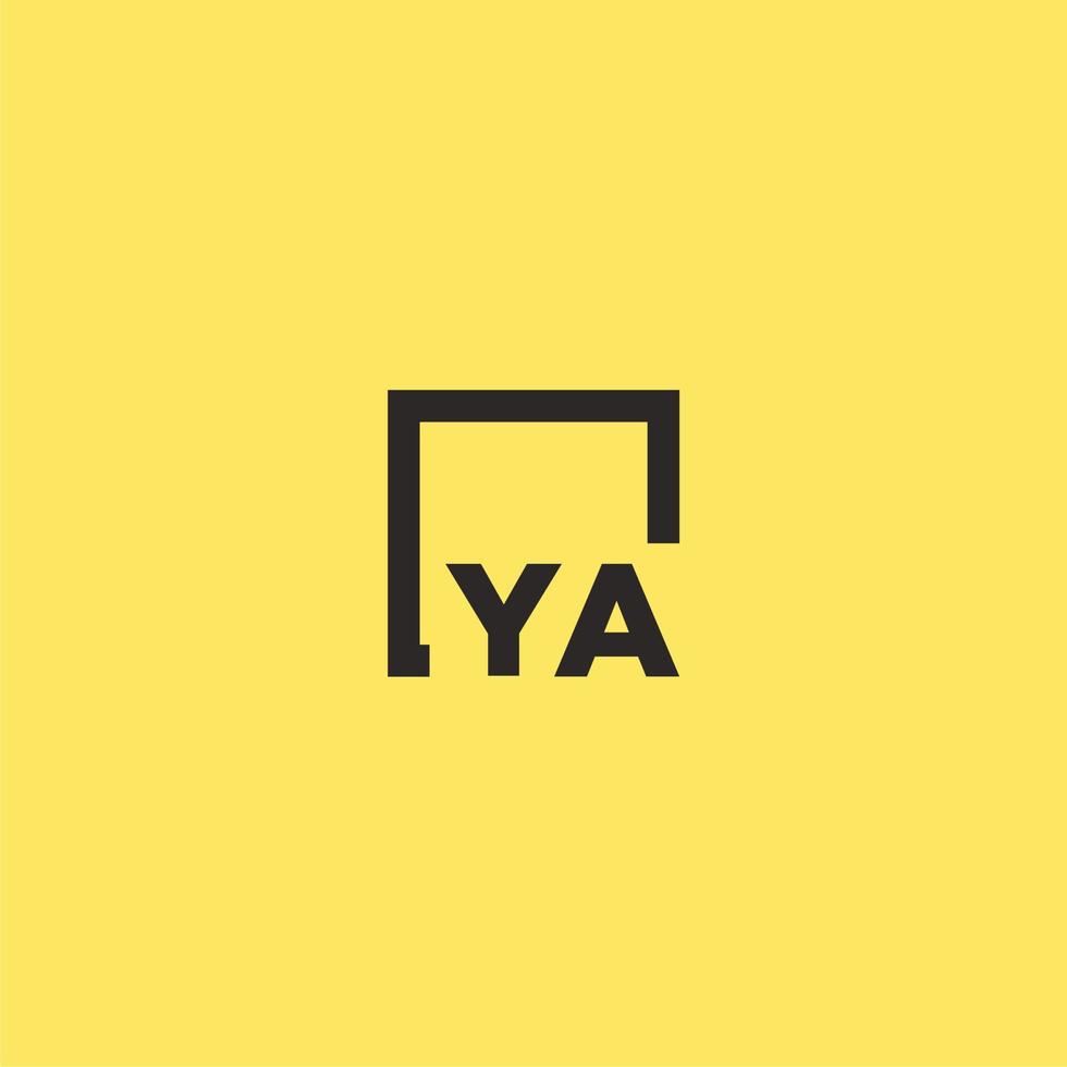 YA initial monogram logo with square style design vector
