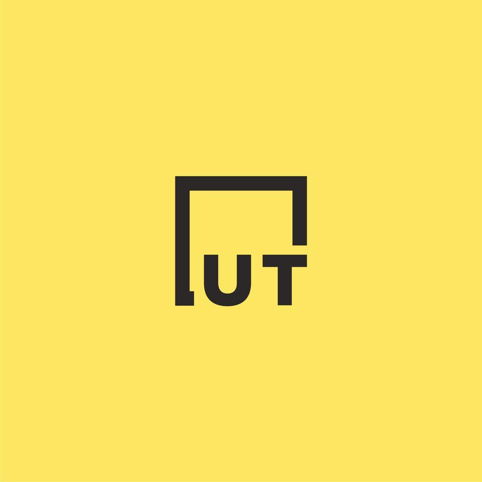 UT initial monogram logo with square style design vector