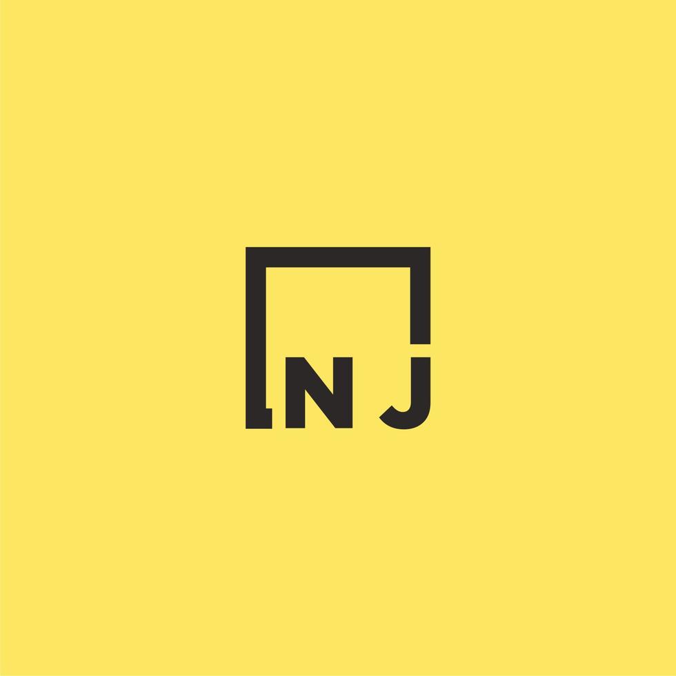 NJ initial monogram logo with square style design vector