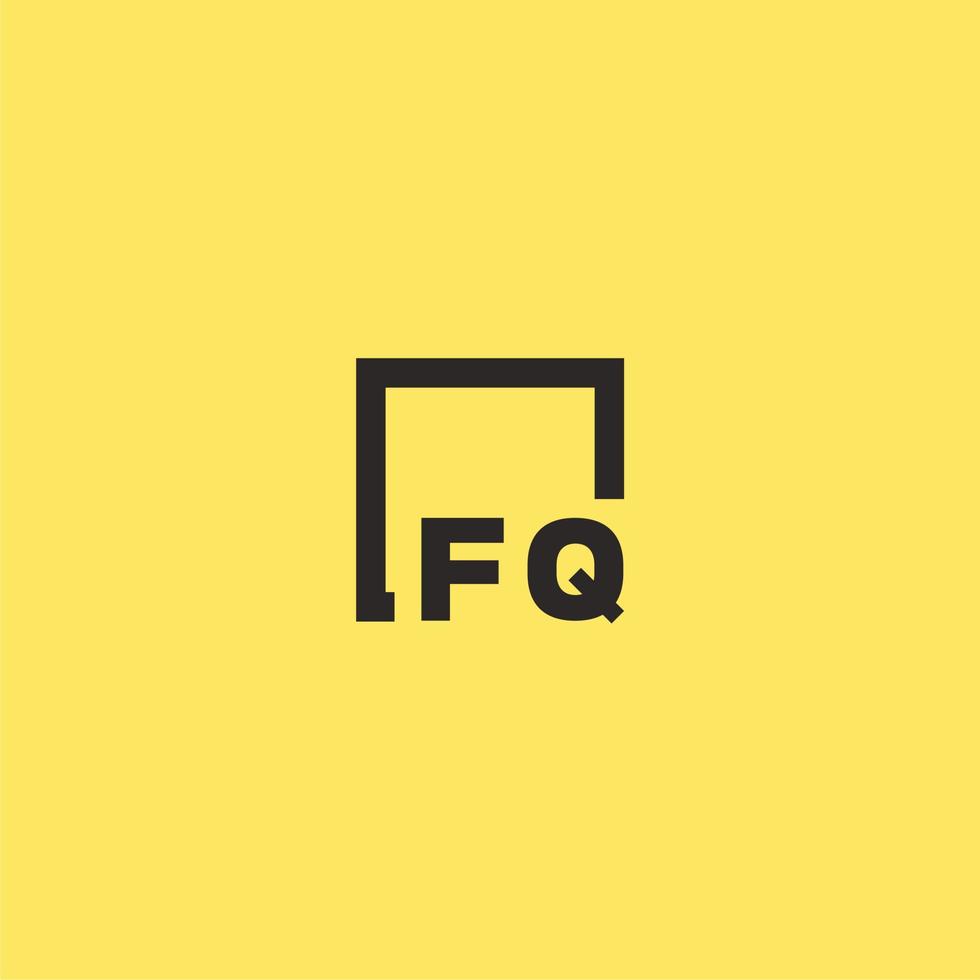 FQ initial monogram logo with square style design vector