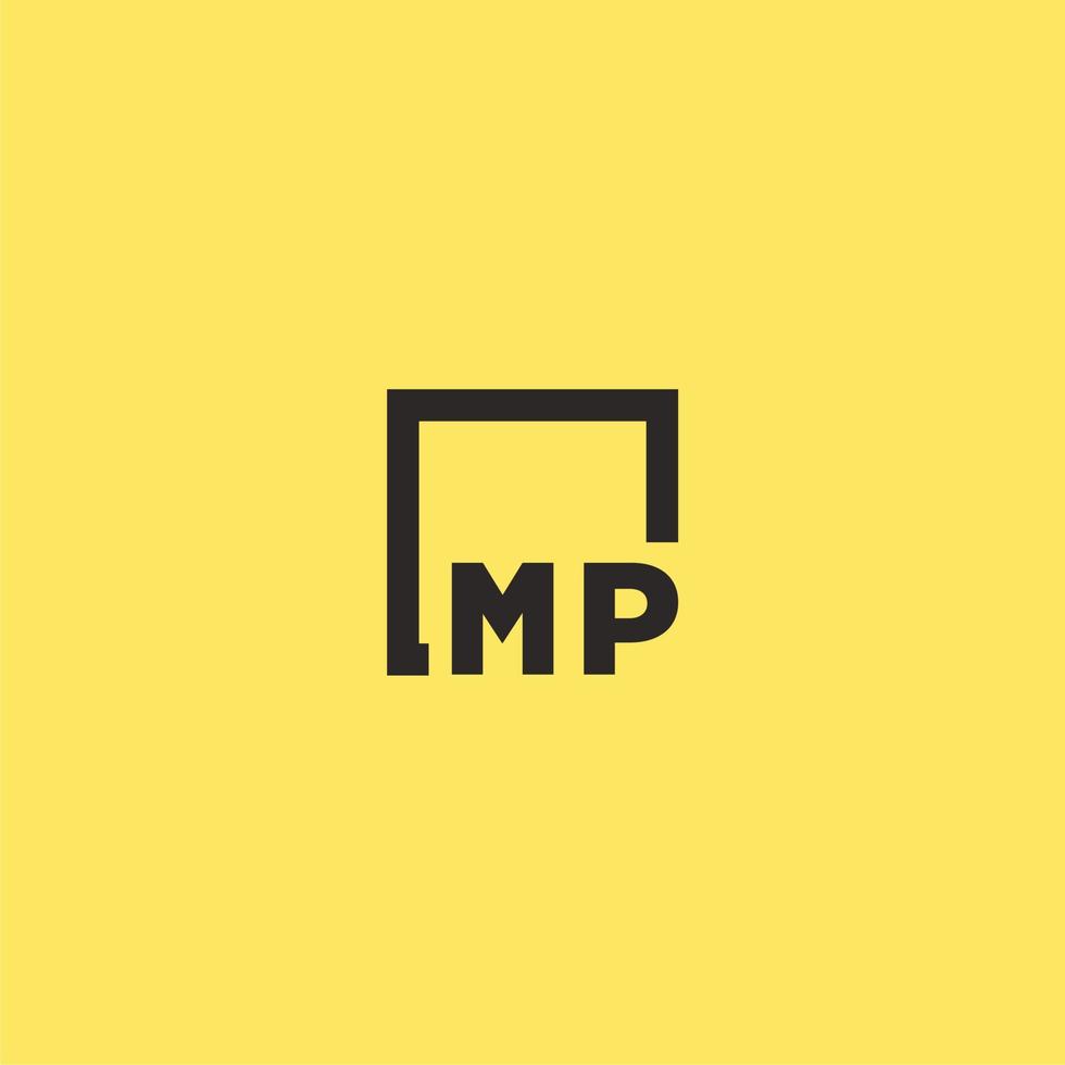 MP initial monogram logo with square style design vector