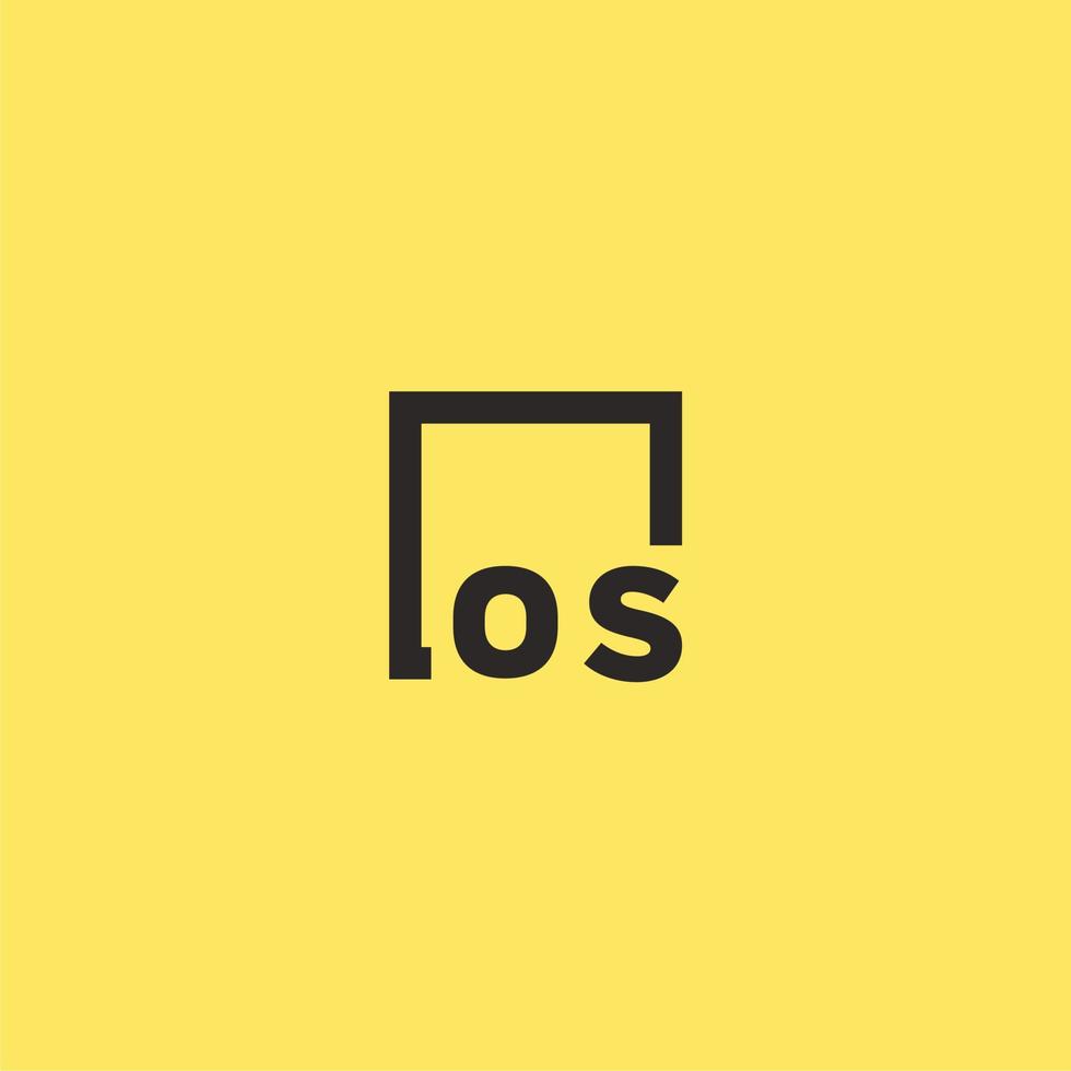 OS initial monogram logo with square style design vector