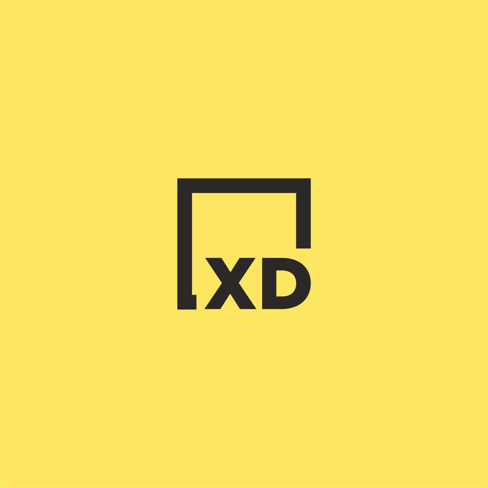 XD initial monogram logo with square style design vector