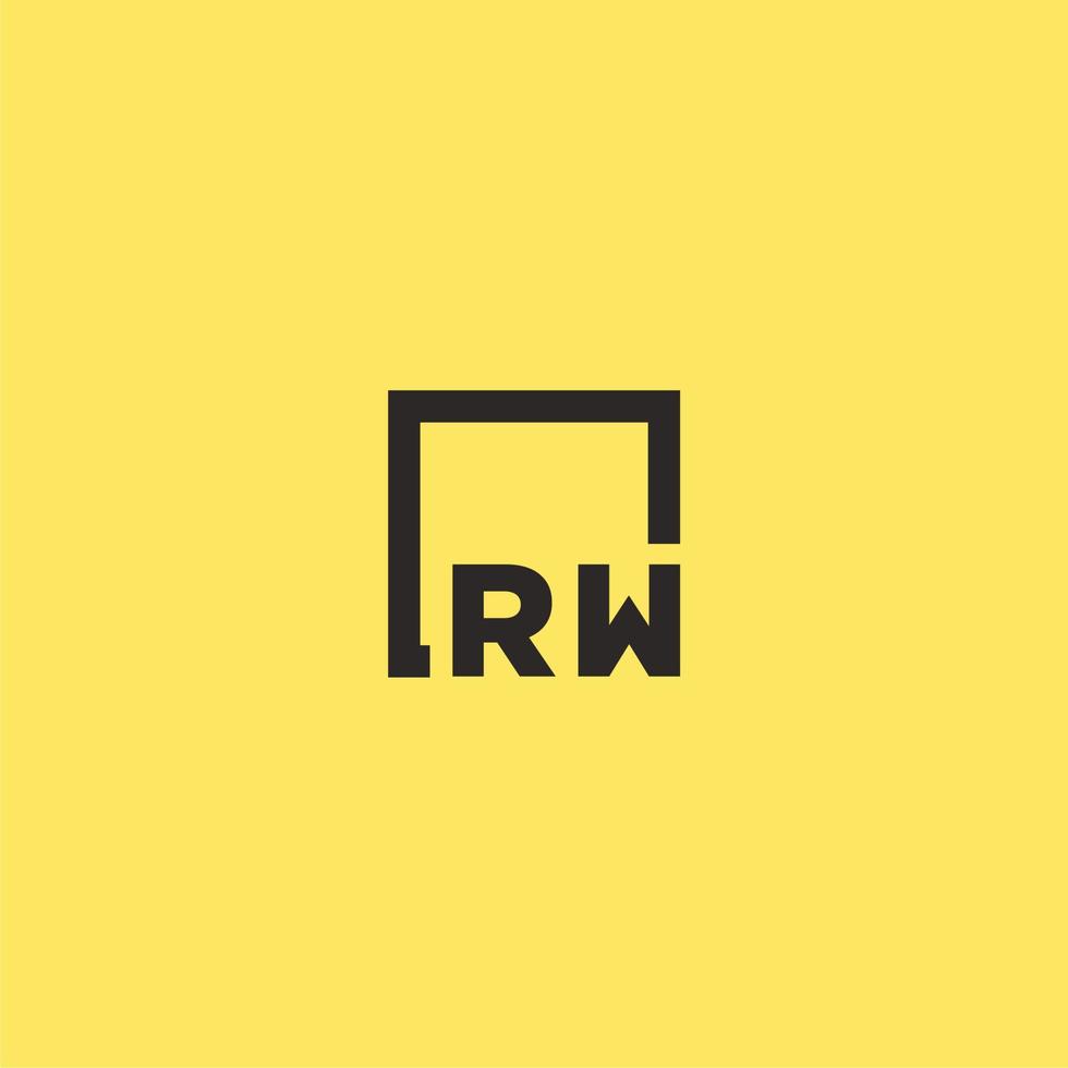 RW initial monogram logo with square style design vector