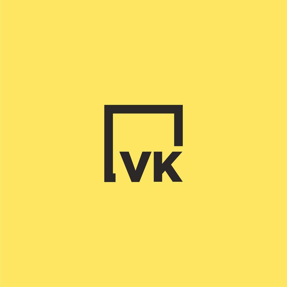VK initial monogram logo with square style design vector