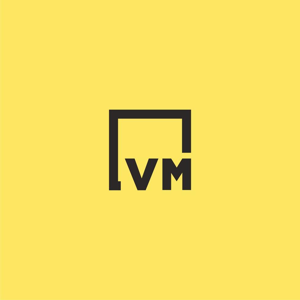 logotipo de monograma inicial vm con diseño de estilo cuadrado vector